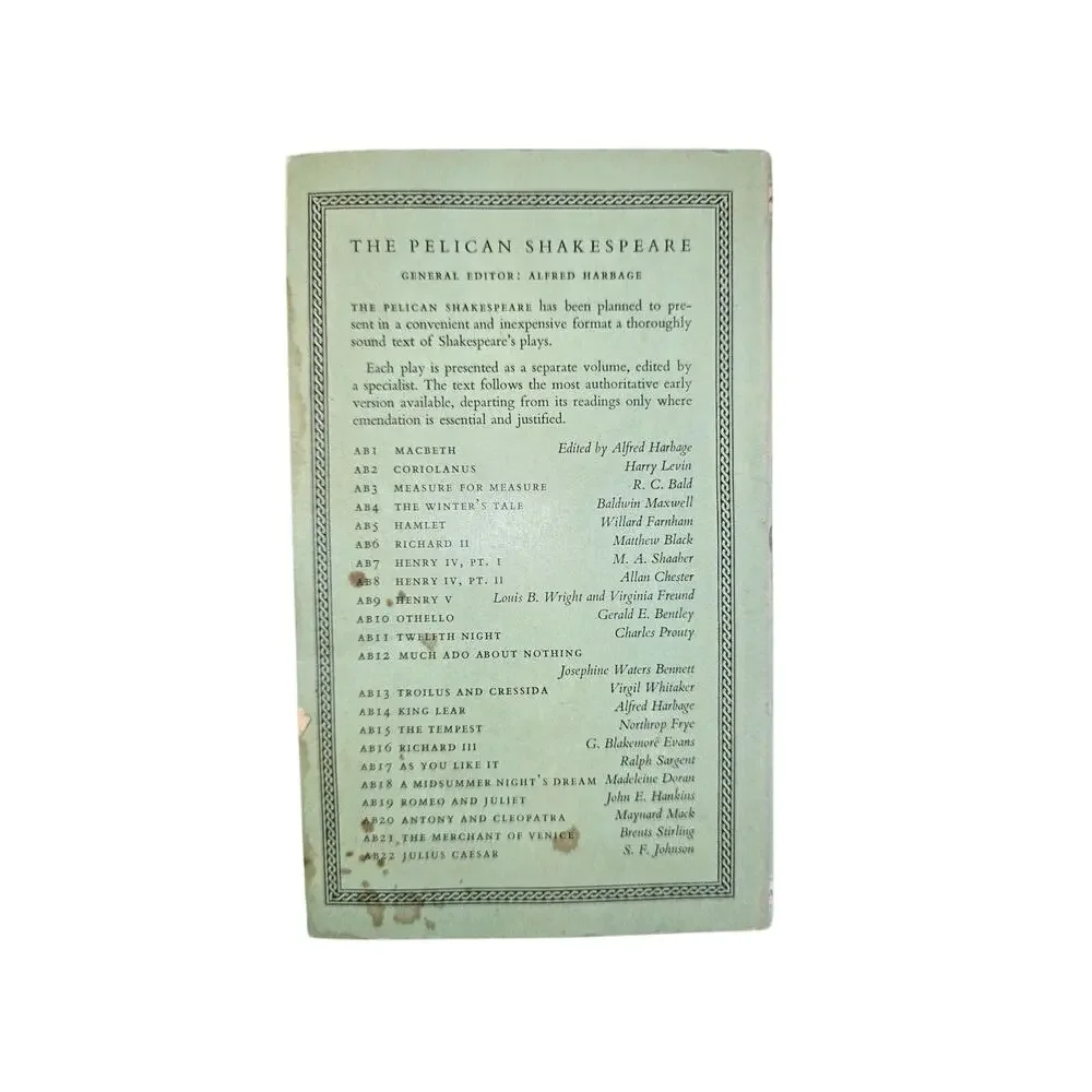 The Pelican Shakespeare First Edition As You Like It 1959
